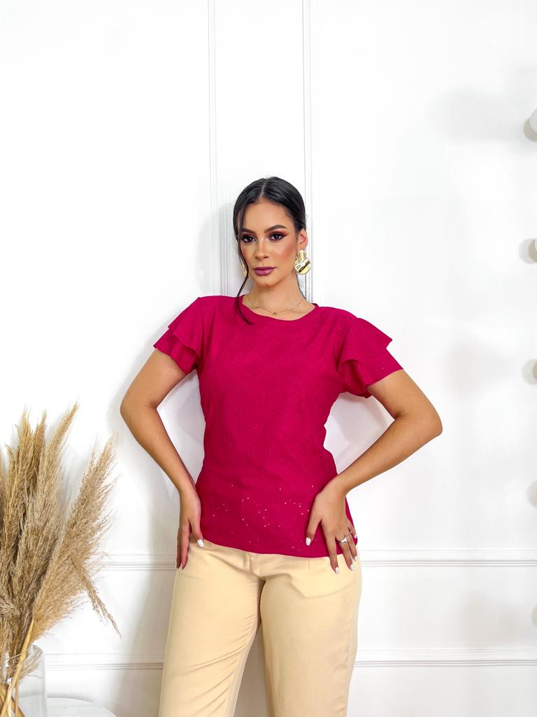 Ref- 572 Blusa Malha Lese Manga Sino